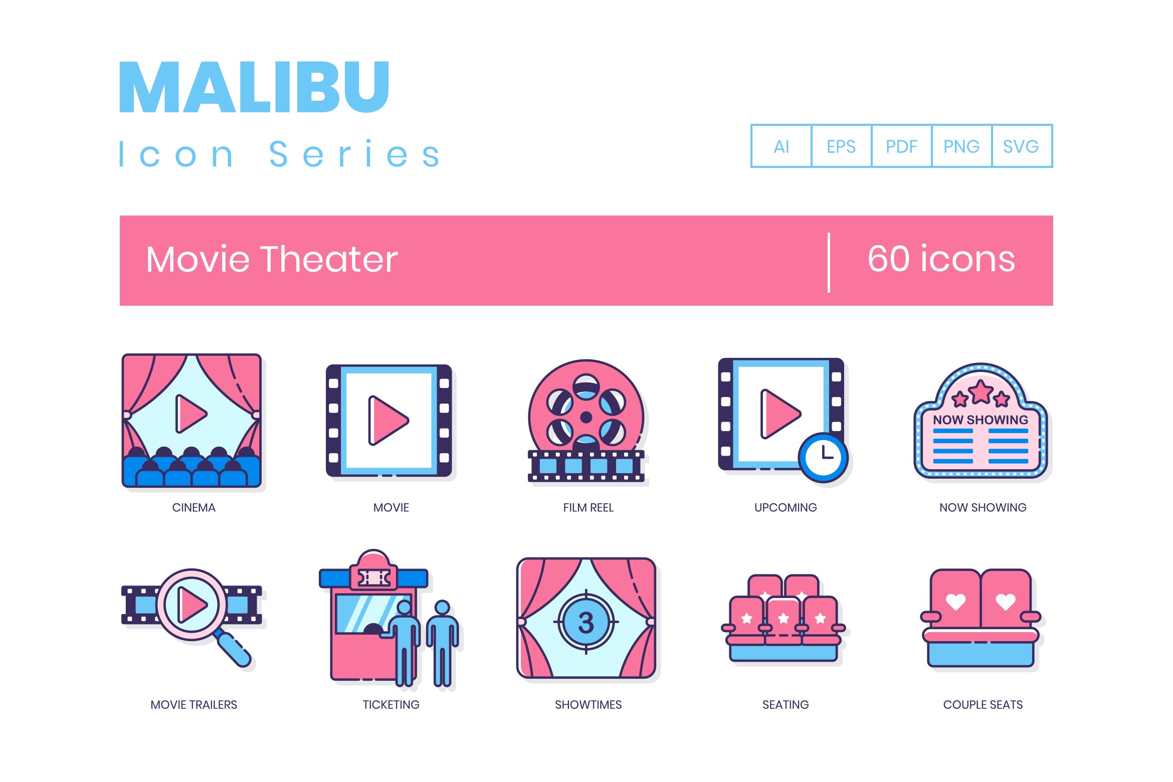 60 Movie Theater Icons - Malibu cover image.