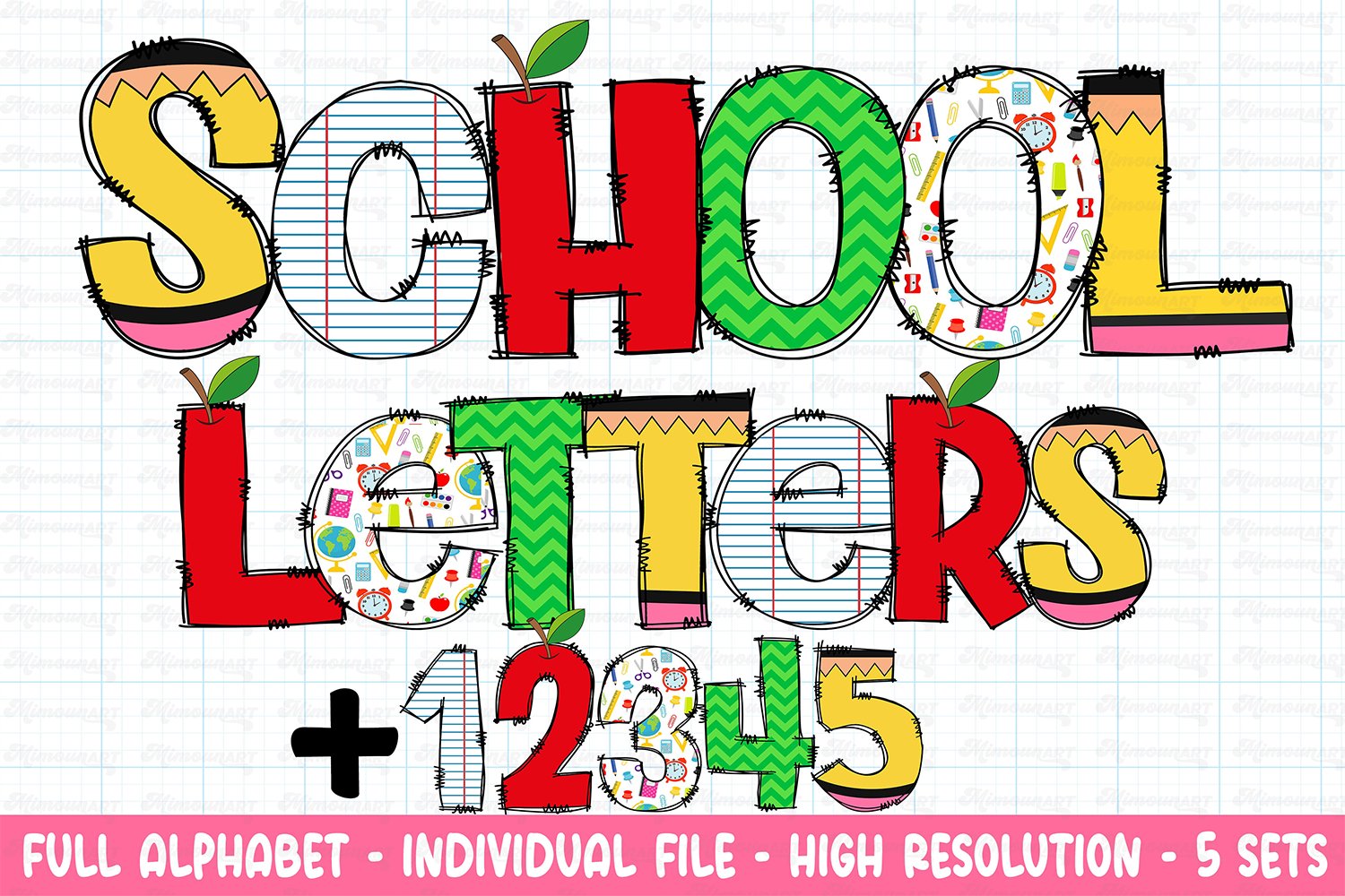 Teacher Doodle letters Bundle cover image.