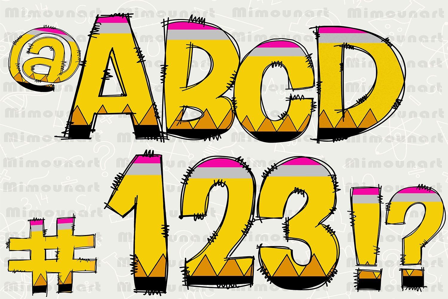 Back to school Alphabet Doodle preview image.