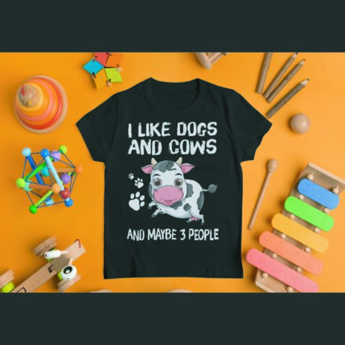 I like cows and dogs and maybe 3 people T-shirt Designs cover image.
