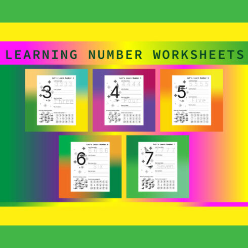 Learning Number Worksheets cover image.