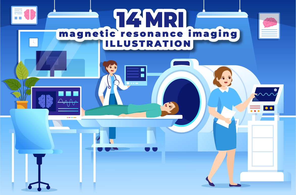 Woman laying in a mri machine with a doctor in the background.