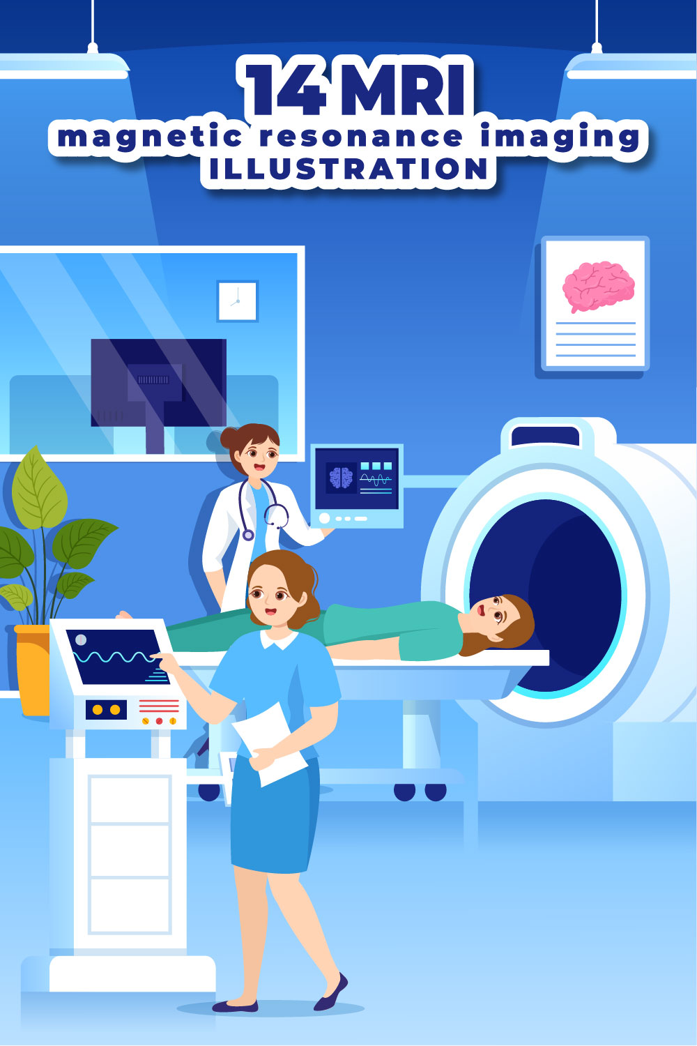 14 MRI or Magnetic Resonance Imaging Illustration pinterest preview image.