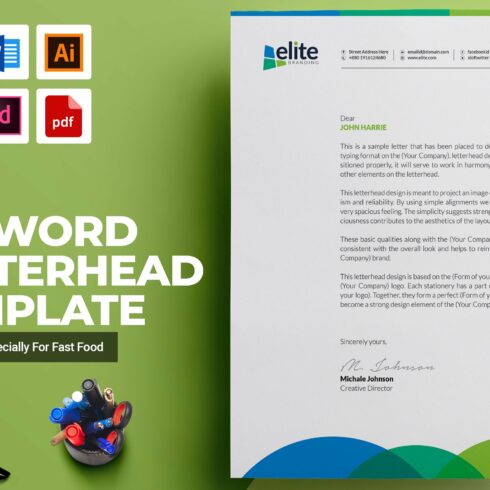 MS Word Letterhead Template cover image.