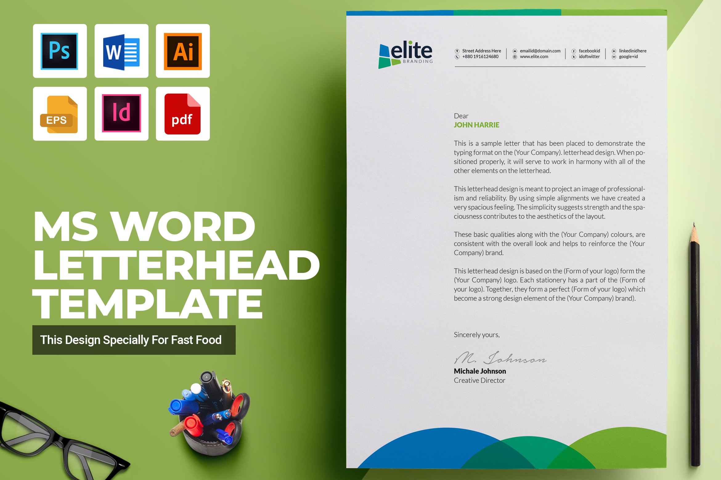 MS Word Letterhead Template cover image.