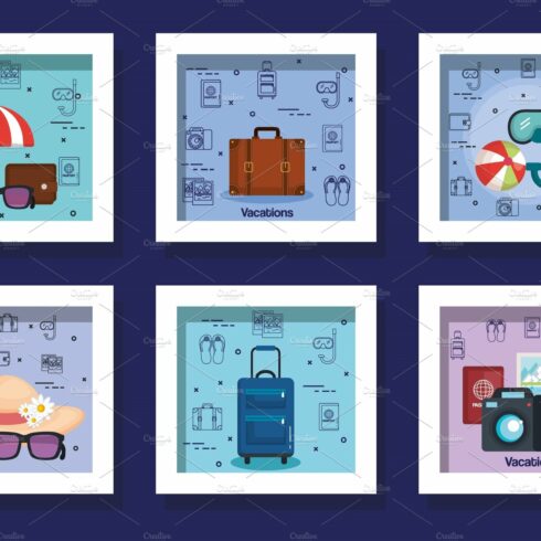 bundle designs of vacation set icons cover image.