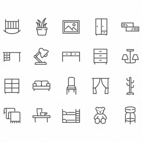 Line Furniture Icons cover image.
