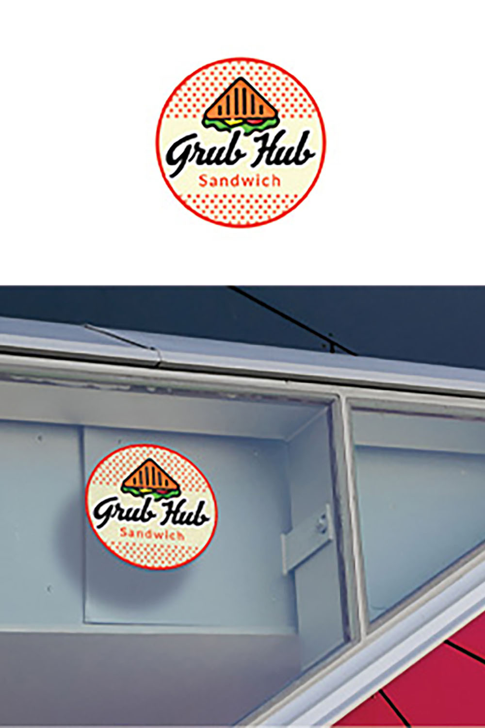 Logo for a restaurant called grub - hub.