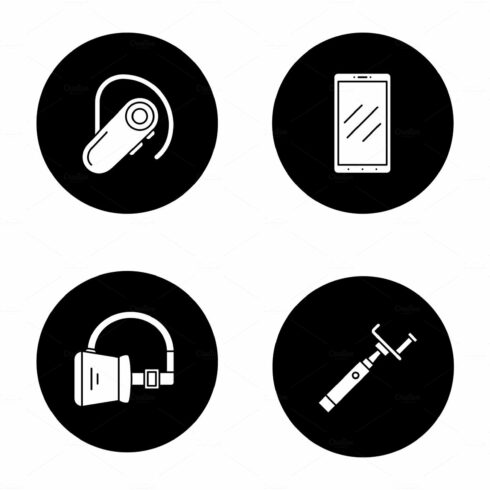 Gadgets glyph icons set cover image.