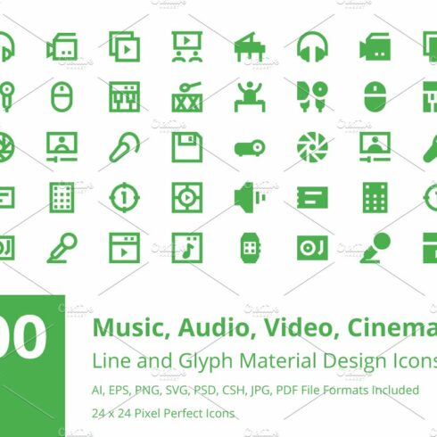 200 Multimedia Material Design Icons cover image.