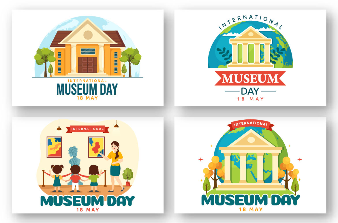 Four different logos for museum day.