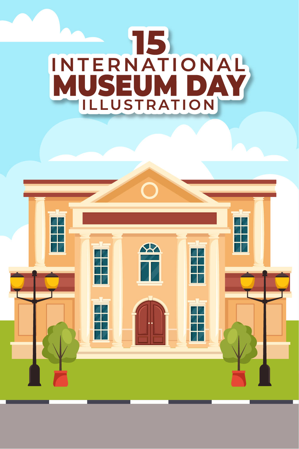 15 International Museum Day Illustration pinterest preview image.