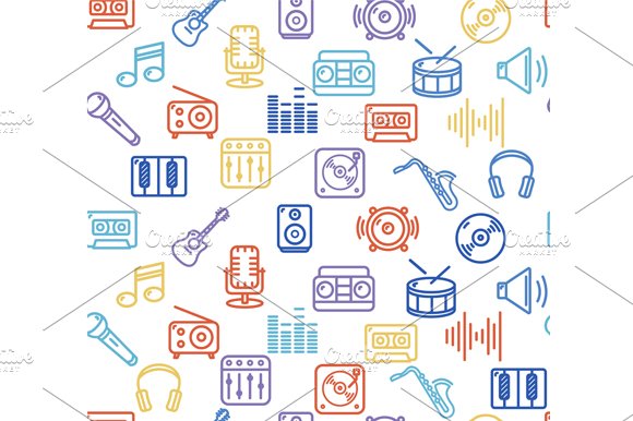 Music Background Outline Icon Set. preview image.