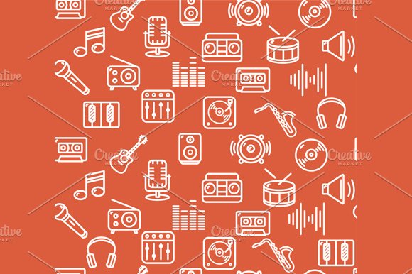 Music Background Outline Icon Set. cover image.