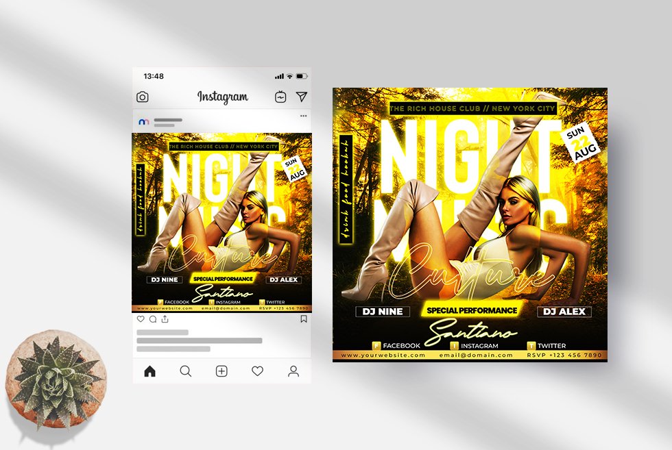 Music Night Culture Instagram (PSD) preview image.