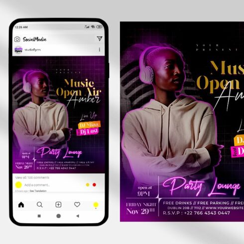 Music Night Events Instagram (PSD) cover image.