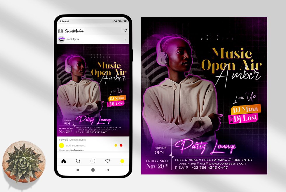 Music Night Events Instagram (PSD) cover image.