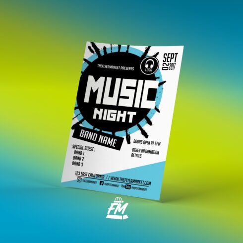 Music Night PSD Flyer Template cover image.