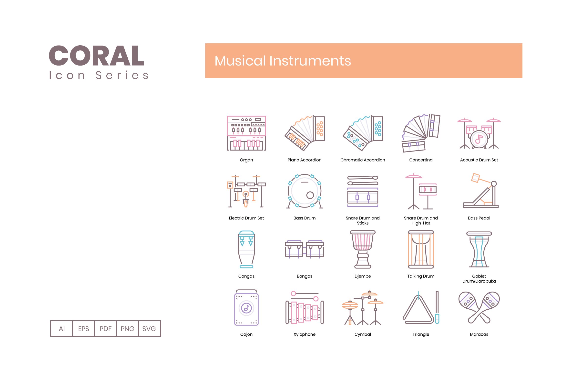 musical instruments icons coral cm 2 778