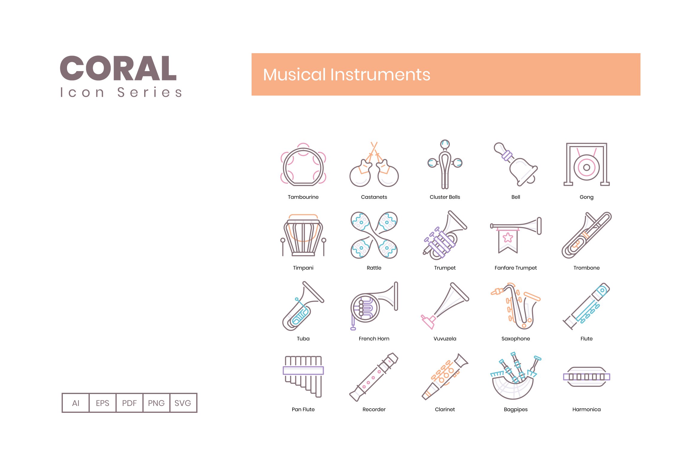 musical instruments icons coral cm 3 746