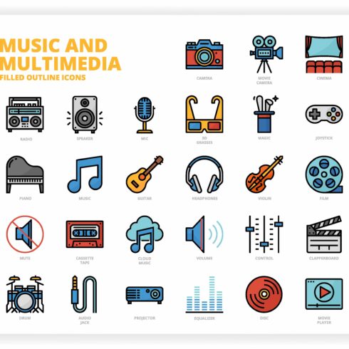 36 Music Icons x 3 Styles cover image.