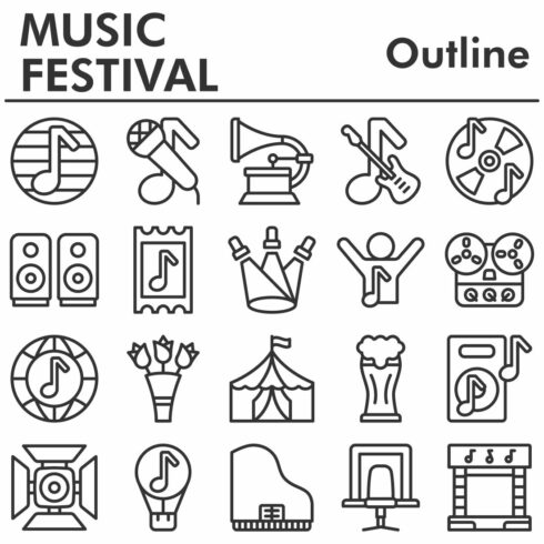 Set, muzic festival icons set cover image.