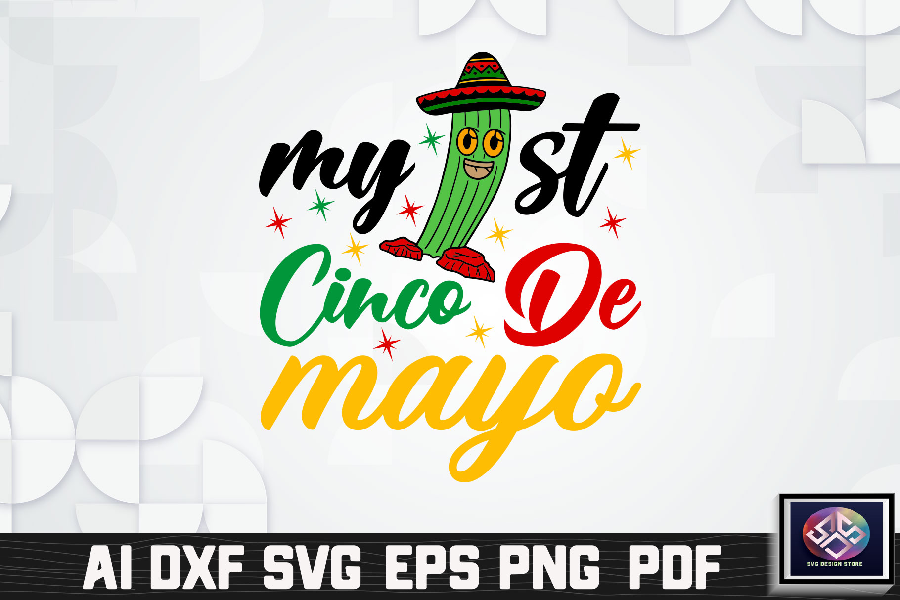 Logo for a mexican restaurant called myst cinco de mayoo.