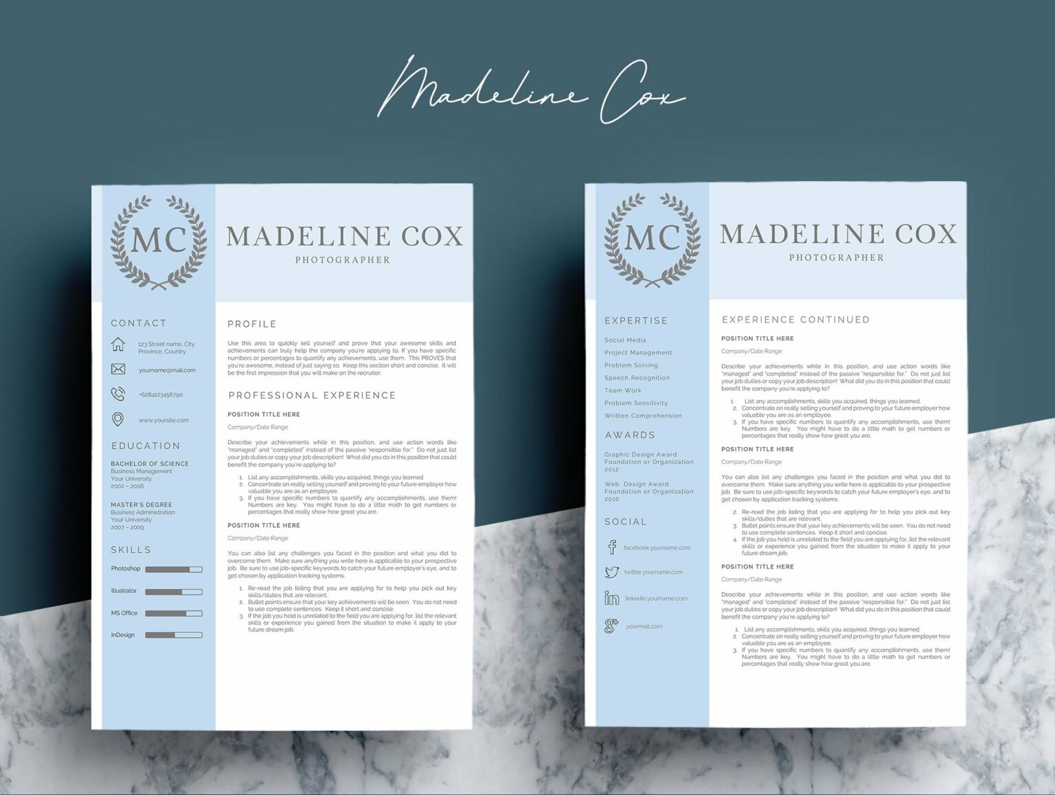 Resume Template 5 Pages/CV – MasterBundles