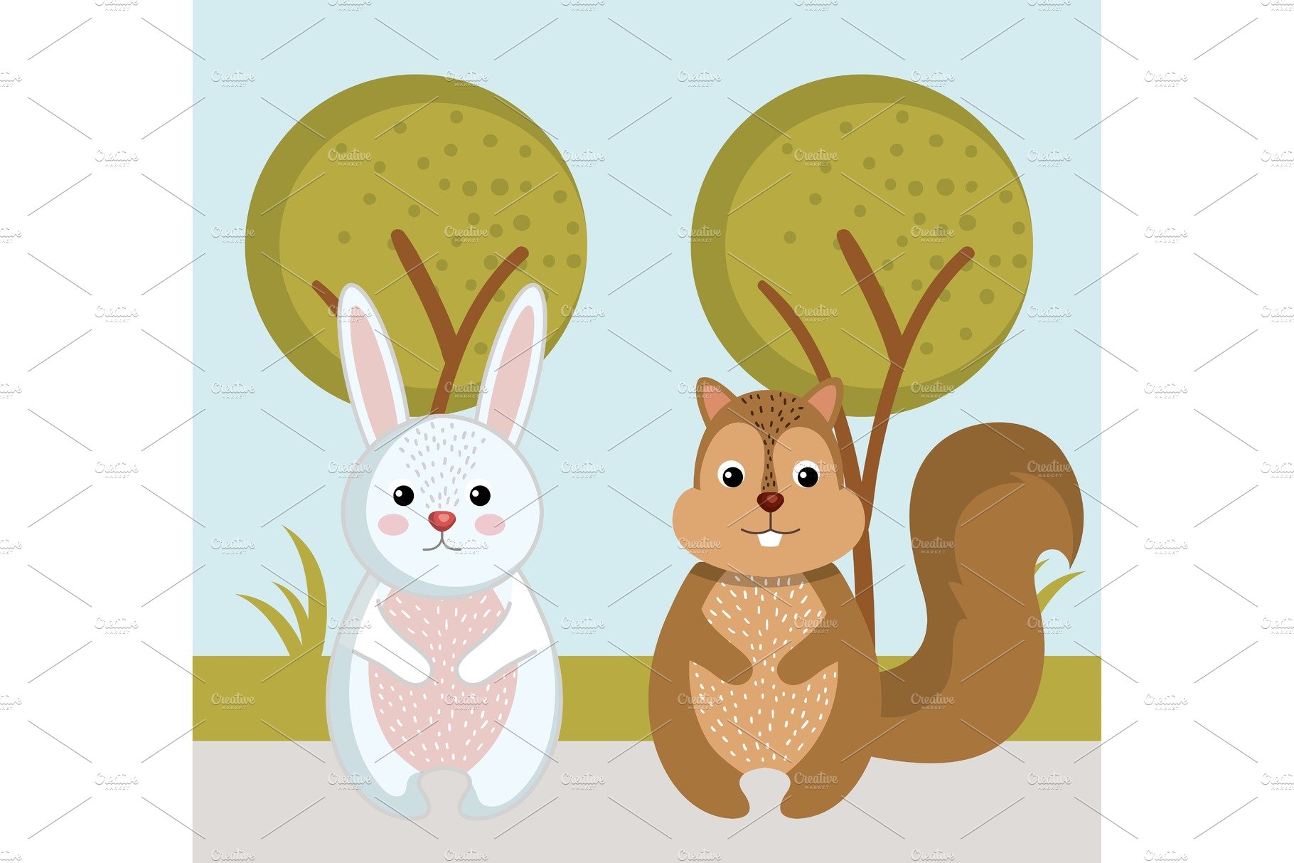 cute rabbit and squirrel wild cover image.