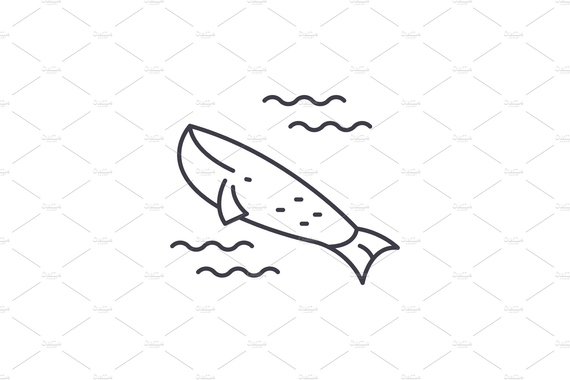 Whale in the ocean line icon concept cover image.