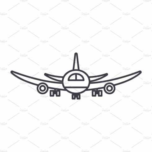 Airplane flight line icon concept cover image.