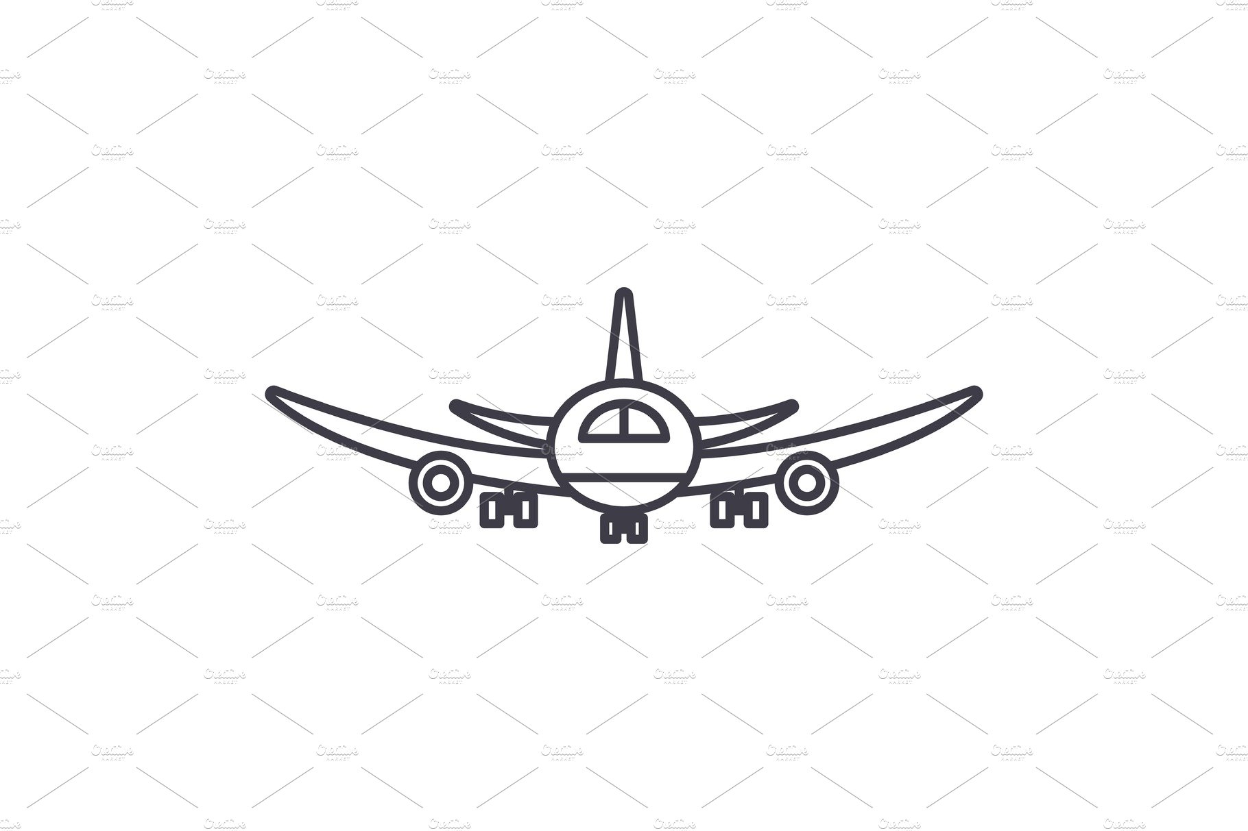 Airplane flight line icon concept cover image.