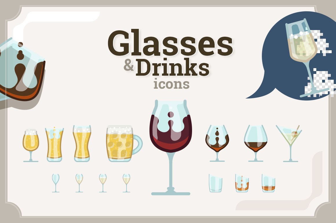 Glasses & Drinks icons set (73+110) cover image.