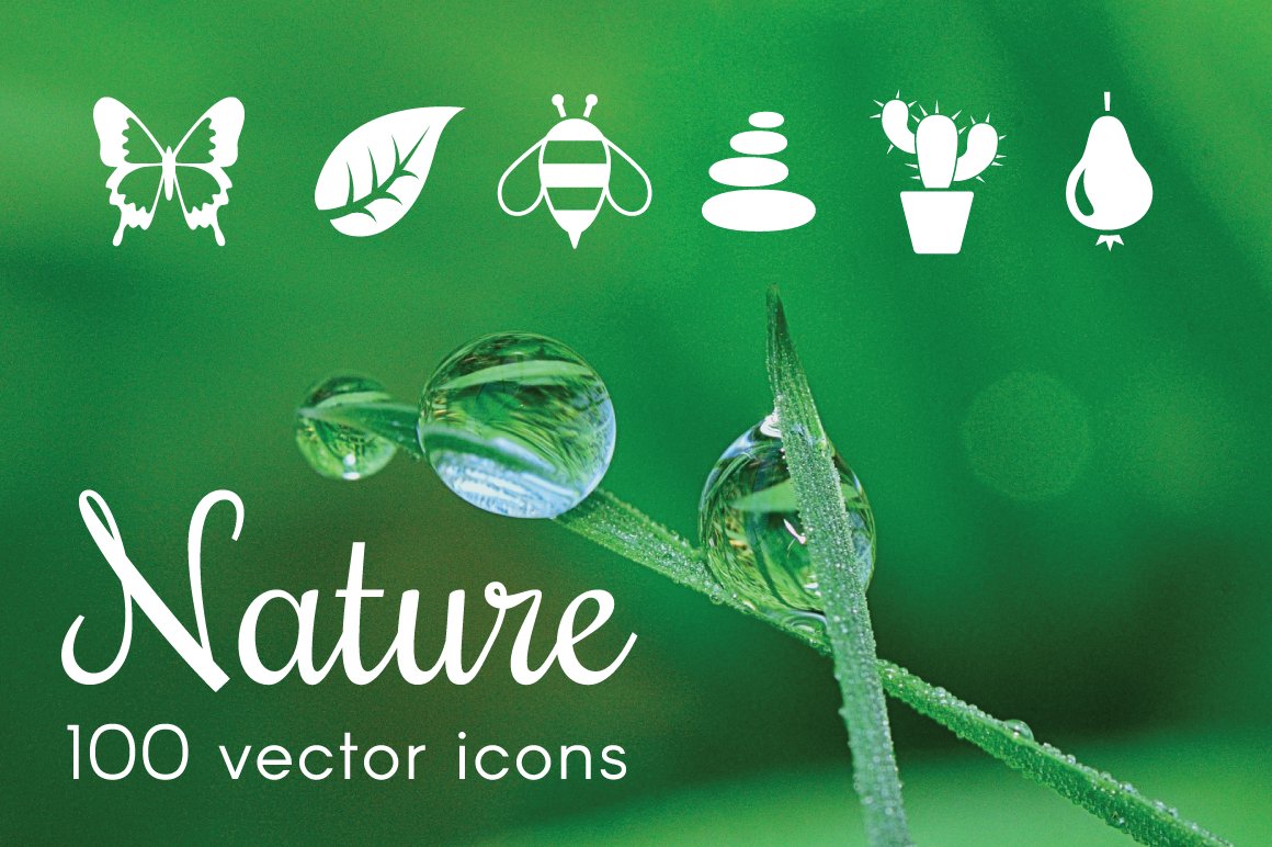 NATURE - vector icons cover image.