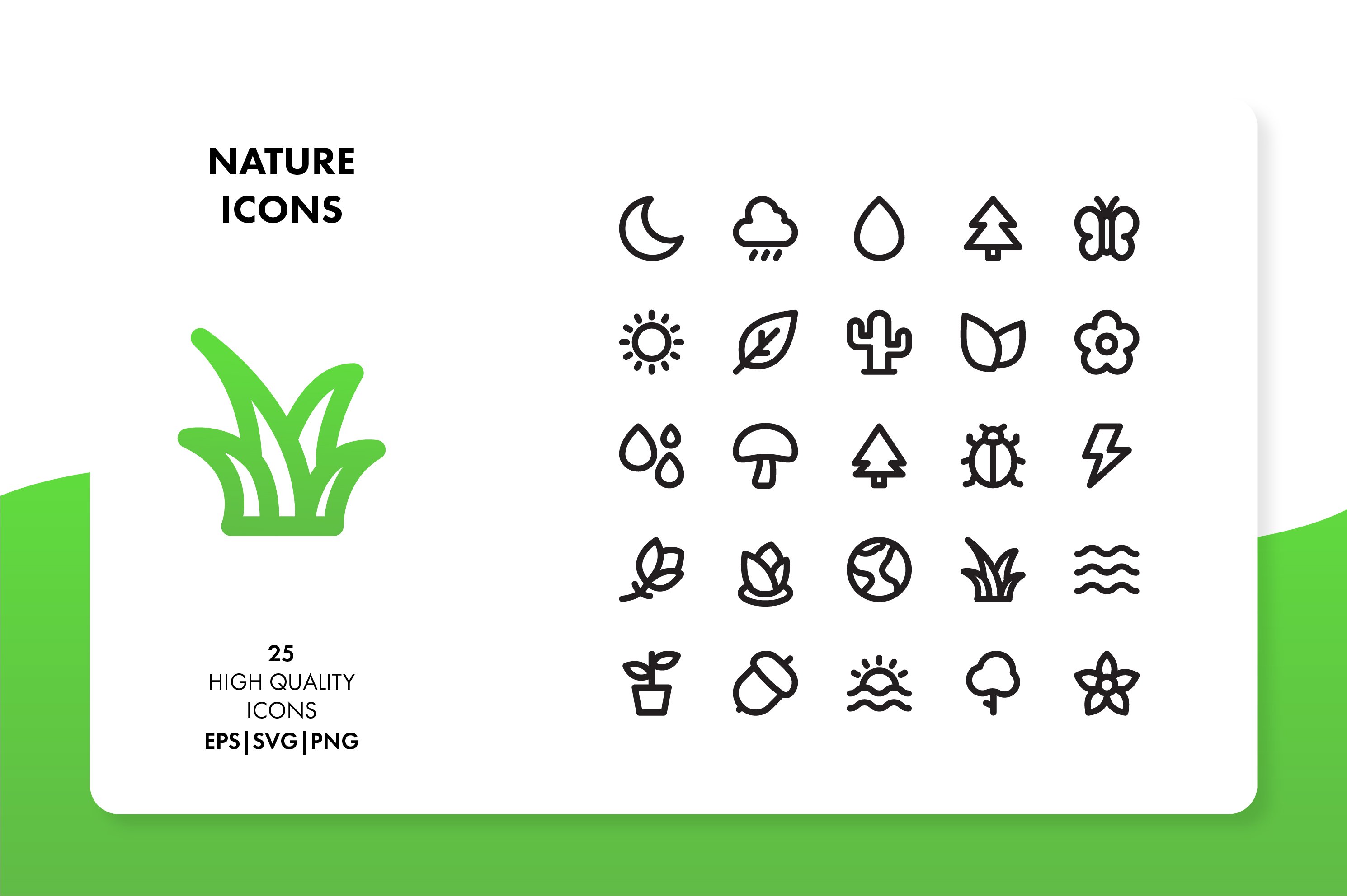 Nature Line Icon Set cover image.
