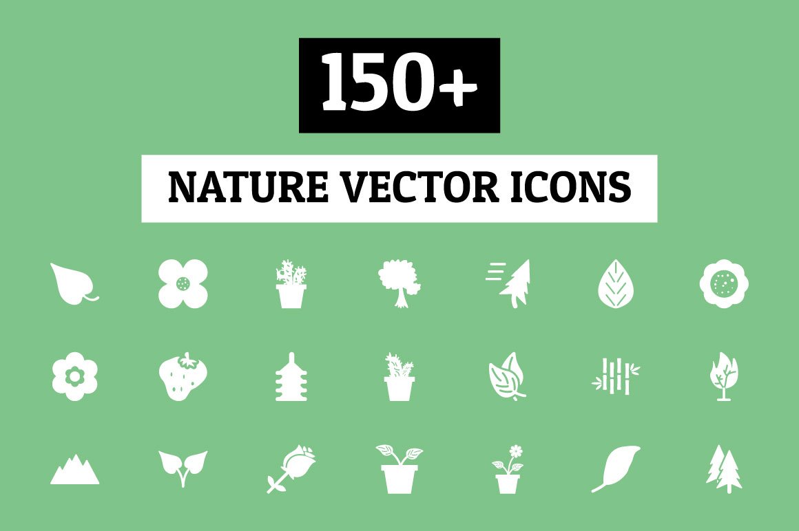 150+ Nature Vector Icons cover image.