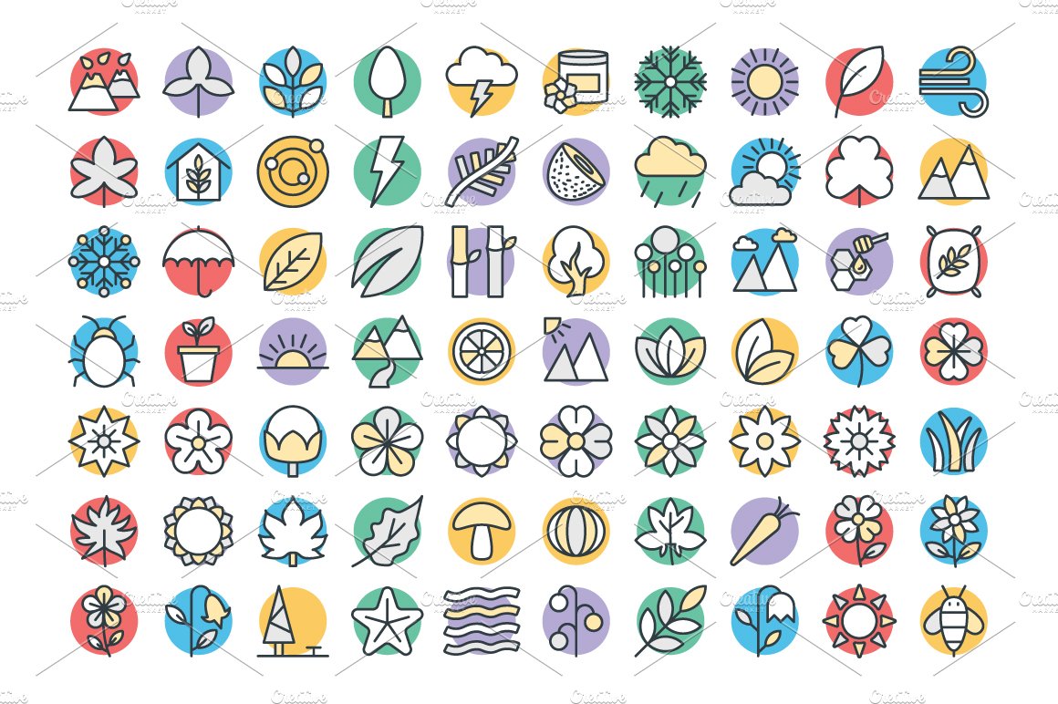 125+ Nature Vector Icons preview image.
