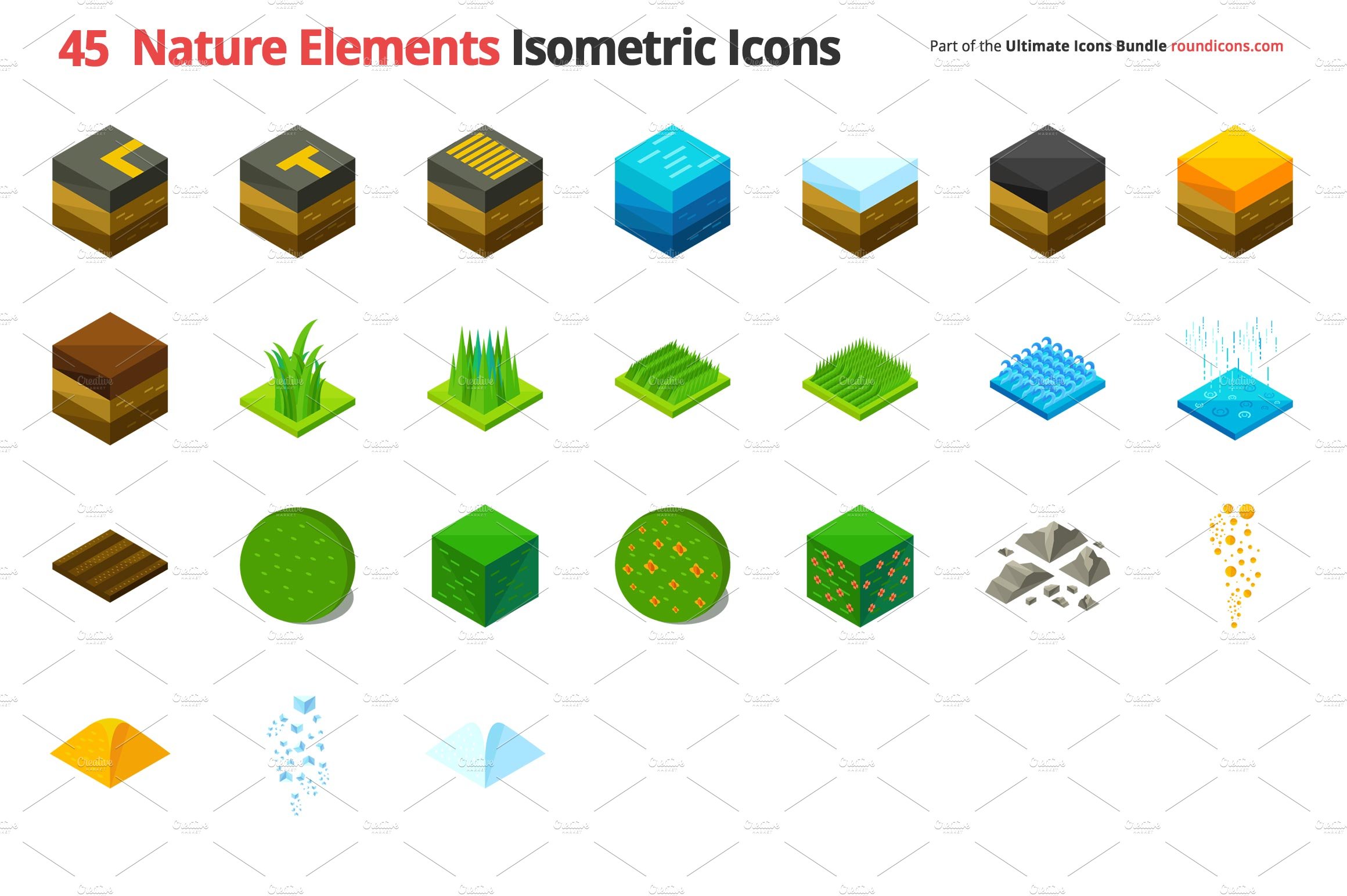 nature elements isometric icons slide 1 273