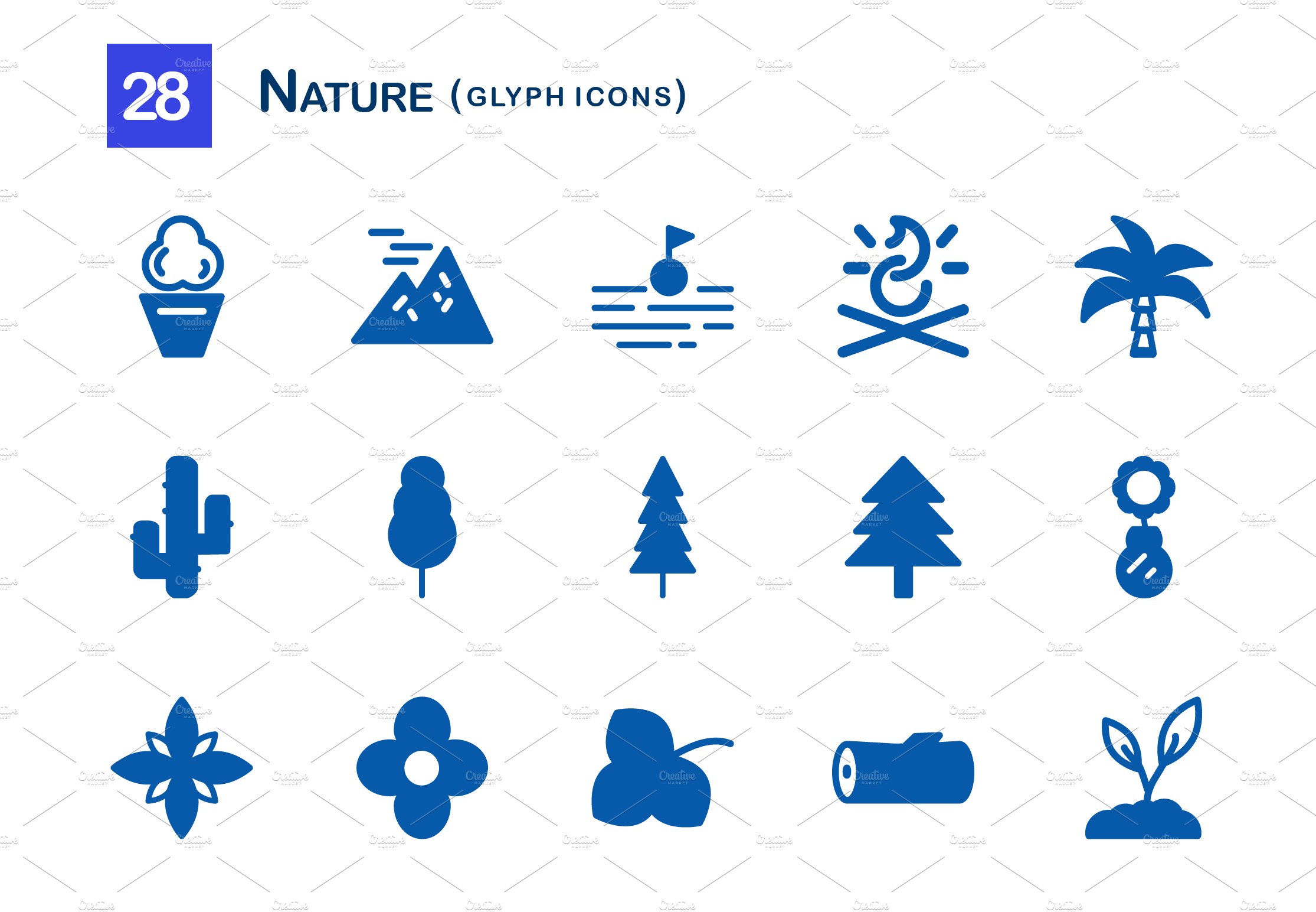 28 Nature Glyph Icons preview image.