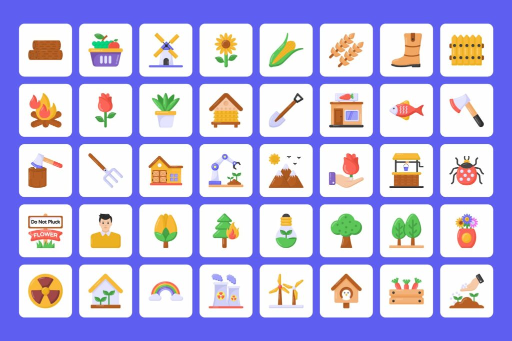 Flat Gardening and Nature Icons – MasterBundles