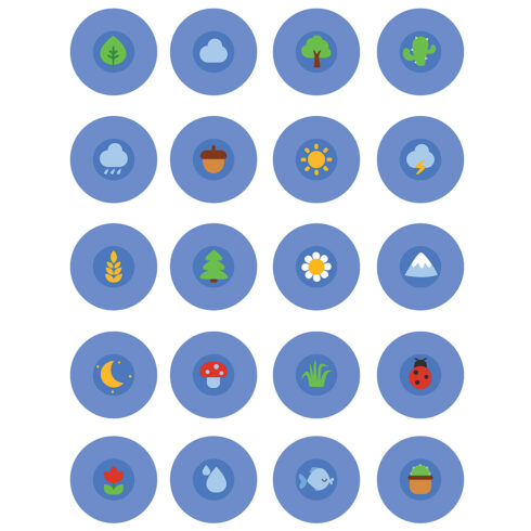 Blue circle with different icons on it.