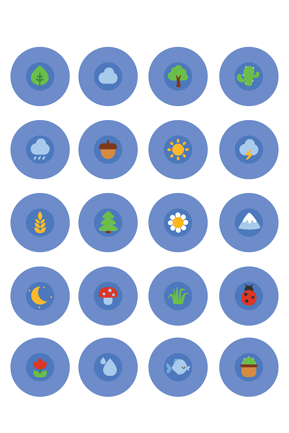 Blue circle with different icons on it.