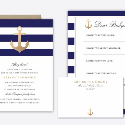 Nautical Navy Baby Shower Invite cover image.