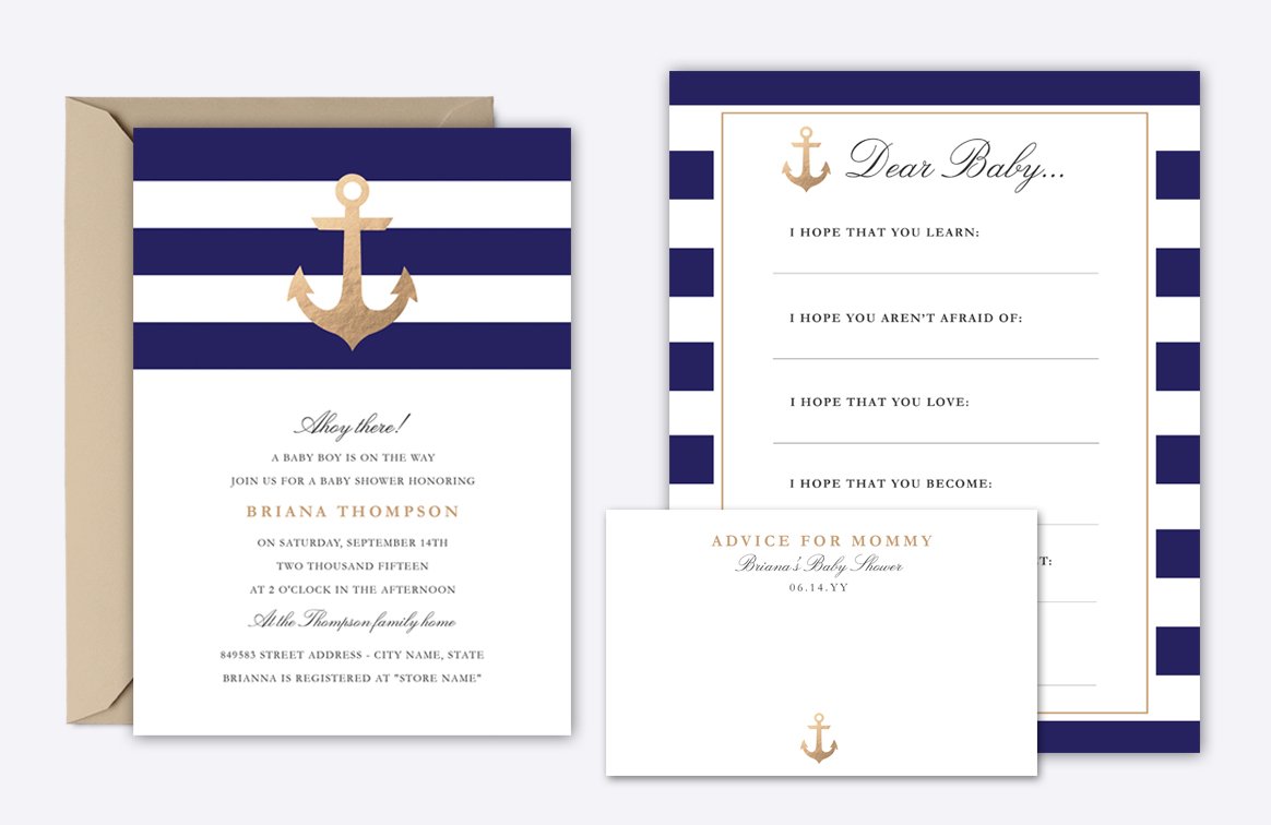 Nautical Navy Baby Shower Invite cover image.