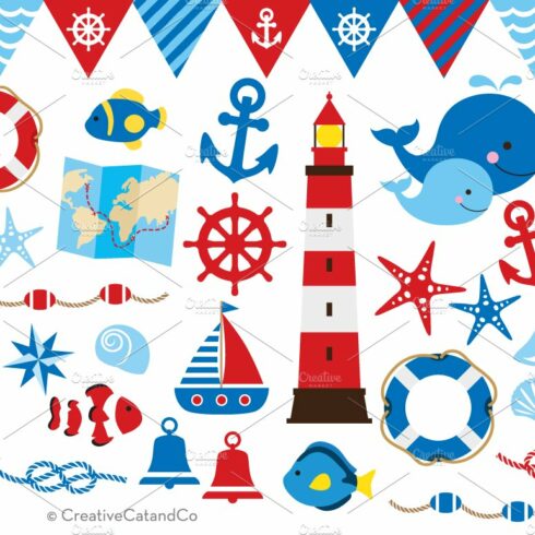 Nautical Beach Vector EPS PNG Set cover image.