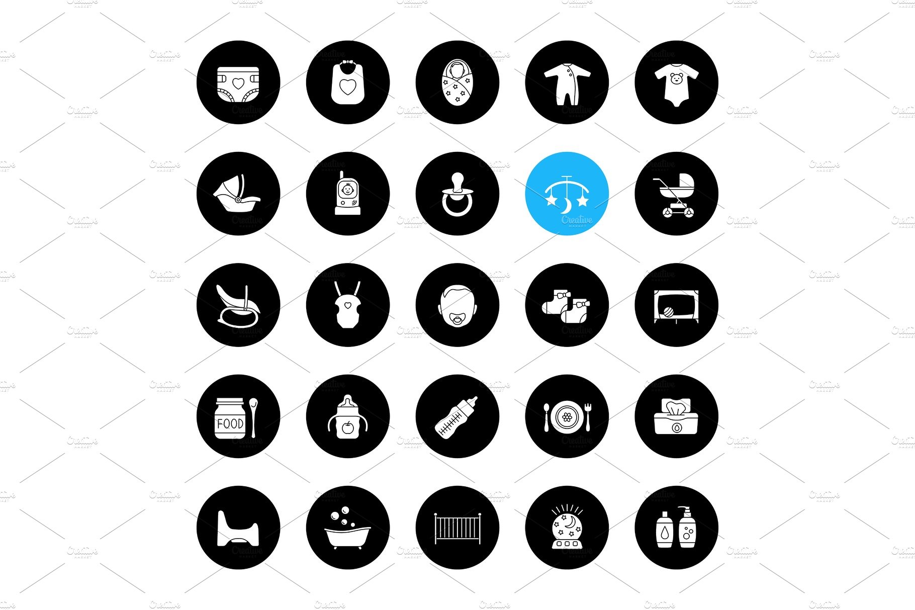 Childcare glyph icons set cover image.