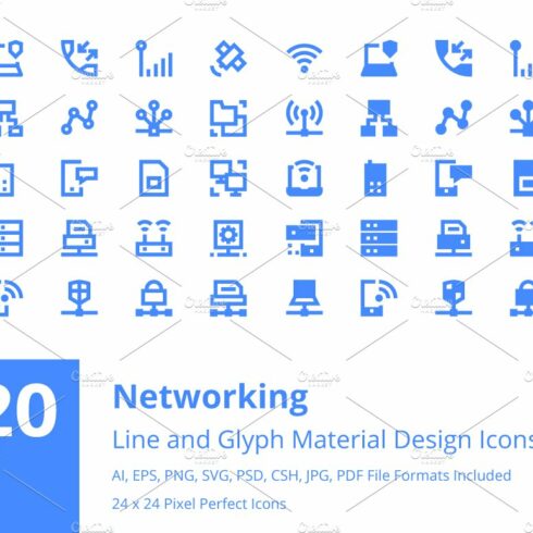 220 Networking Material Design Icons cover image.