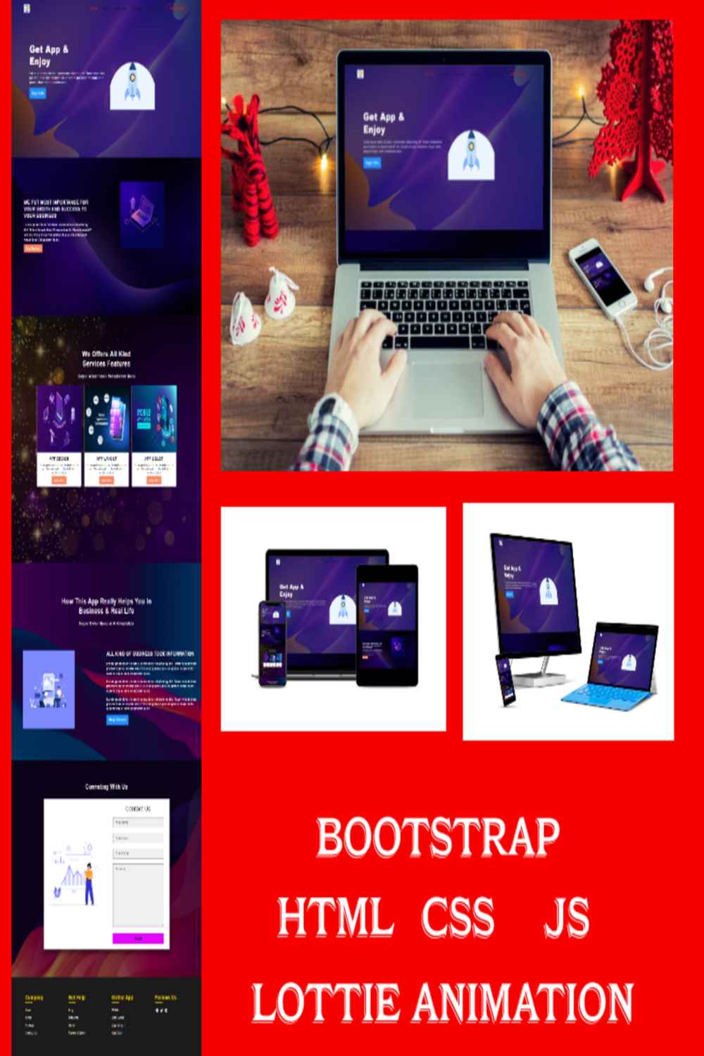 App Developer - Website Design Template Create In Bootstrap pinterest preview image.