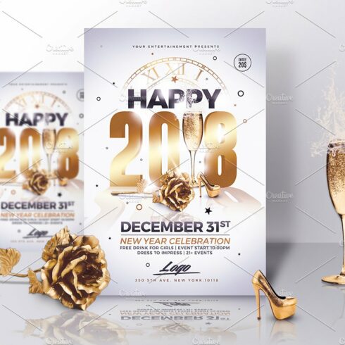 Classy New Year 2018 Invitations cover image.