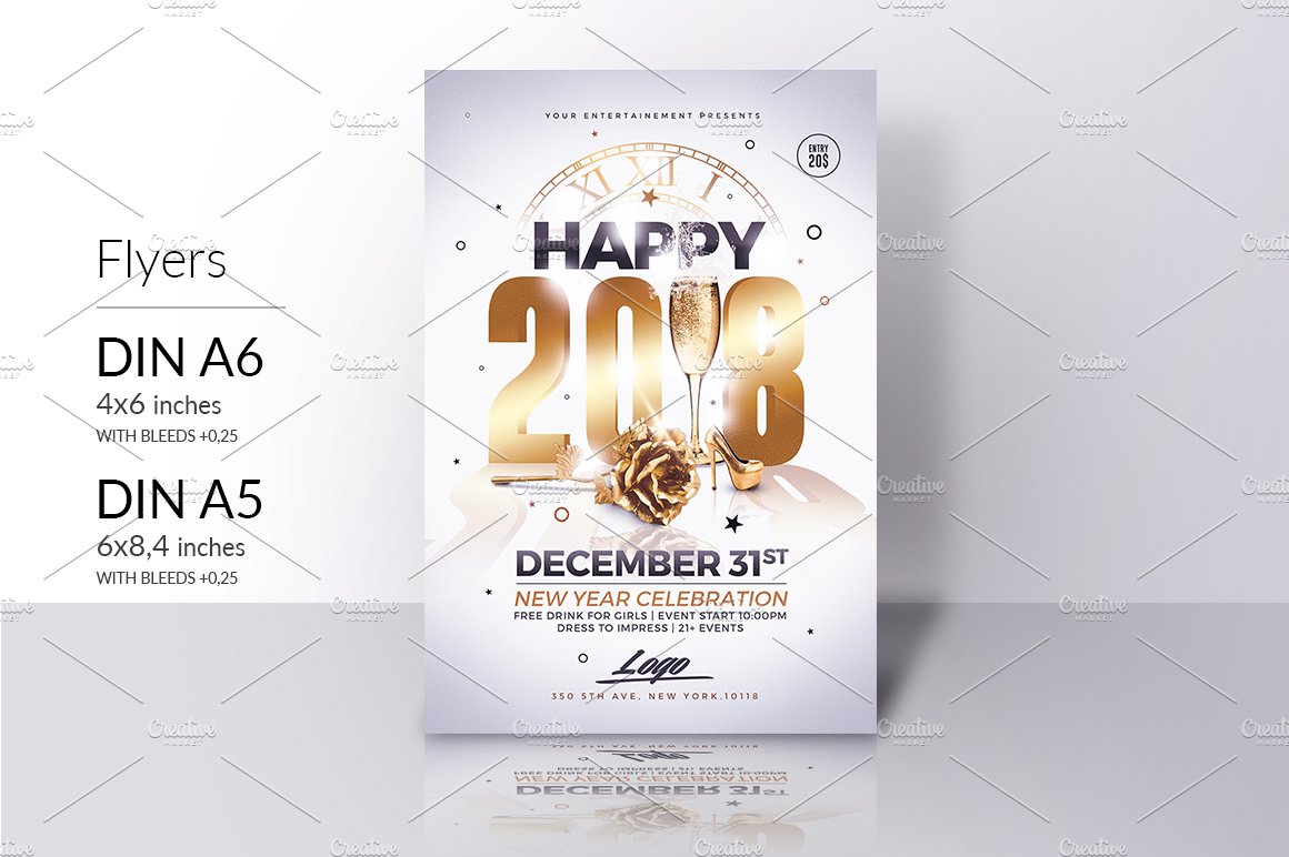 Classy New Year 2018 Invitations preview image.
